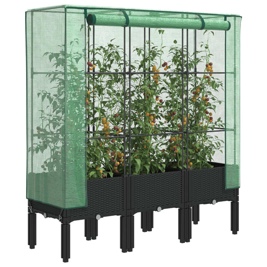 Plantenbak verhoogd met kashoes 120x40x140 cm rattanlook is nu te koop bij PeponiXL, paradijselijk wonen!