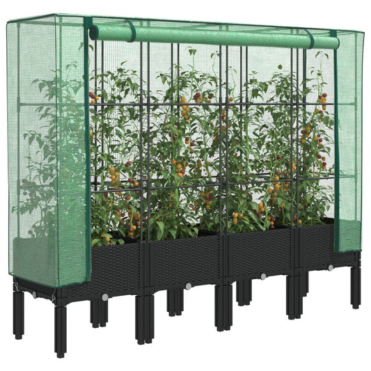 Plantenbak verhoogd met kashoes 160x40x140 cm rattanlook is nu te koop bij PeponiXL, paradijselijk wonen!