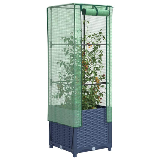Plantenbak verhoogd met kashoes 40x40x139 cm rattanlook is nu te koop bij PeponiXL, paradijselijk wonen!