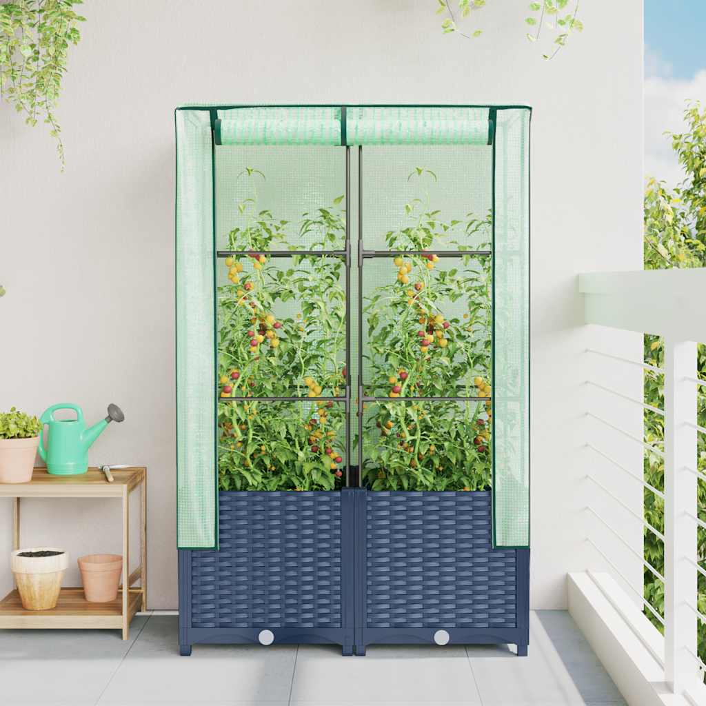 Plantenbak verhoogd met kashoes 80x40x138 cm rattanlook is nu te koop bij PeponiXL, paradijselijk wonen!