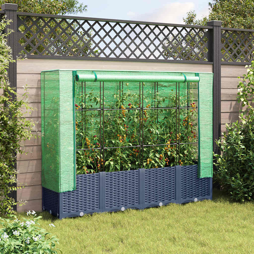 Verhoogde plantenbak met kashoes rotanlook 160x40x138 cm is nu te koop bij PeponiXL, paradijselijk wonen!