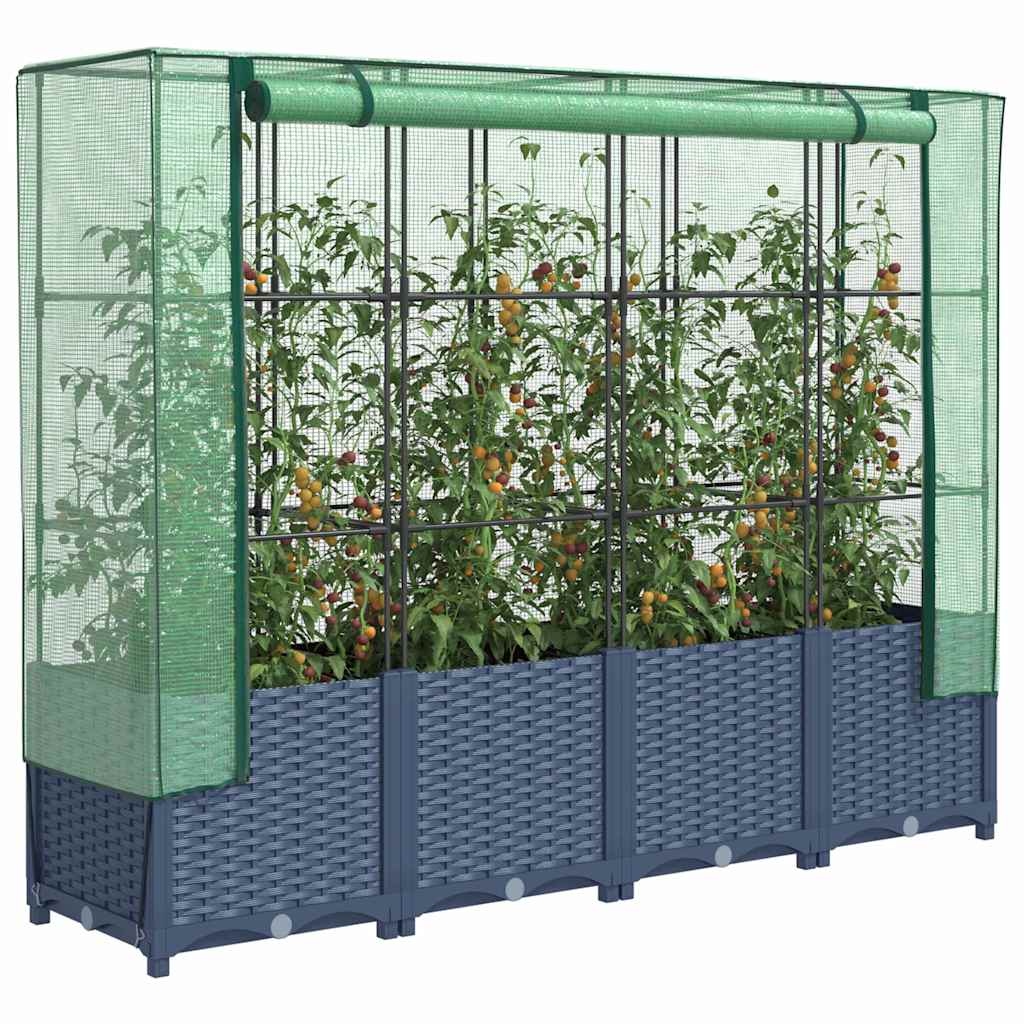 Verhoogde plantenbak met kashoes rotanlook 160x40x138 cm is nu te koop bij PeponiXL, paradijselijk wonen!