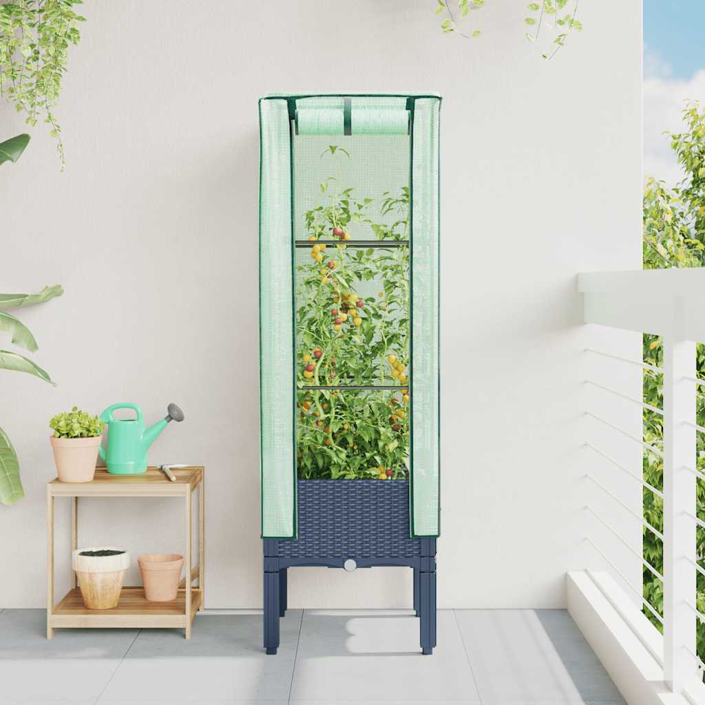 Plantenbak verhoogd met kashoes 40x40x140 cm rattanlook is nu te koop bij PeponiXL, paradijselijk wonen!