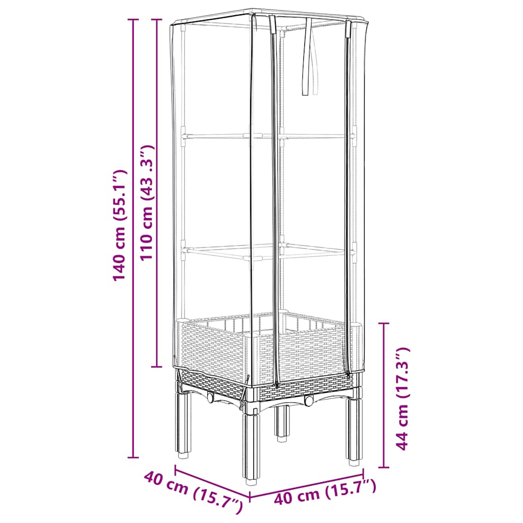 Plantenbak verhoogd met kashoes 40x40x140 cm rattanlook is nu te koop bij PeponiXL, paradijselijk wonen!