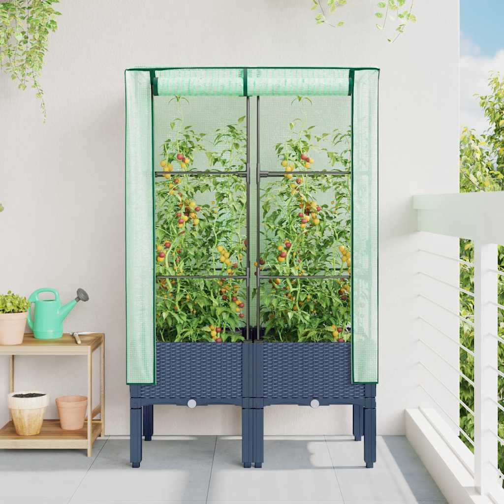 Plantenbak verhoogd met kashoes 80x40x140 cm rattanlook is nu te koop bij PeponiXL, paradijselijk wonen!