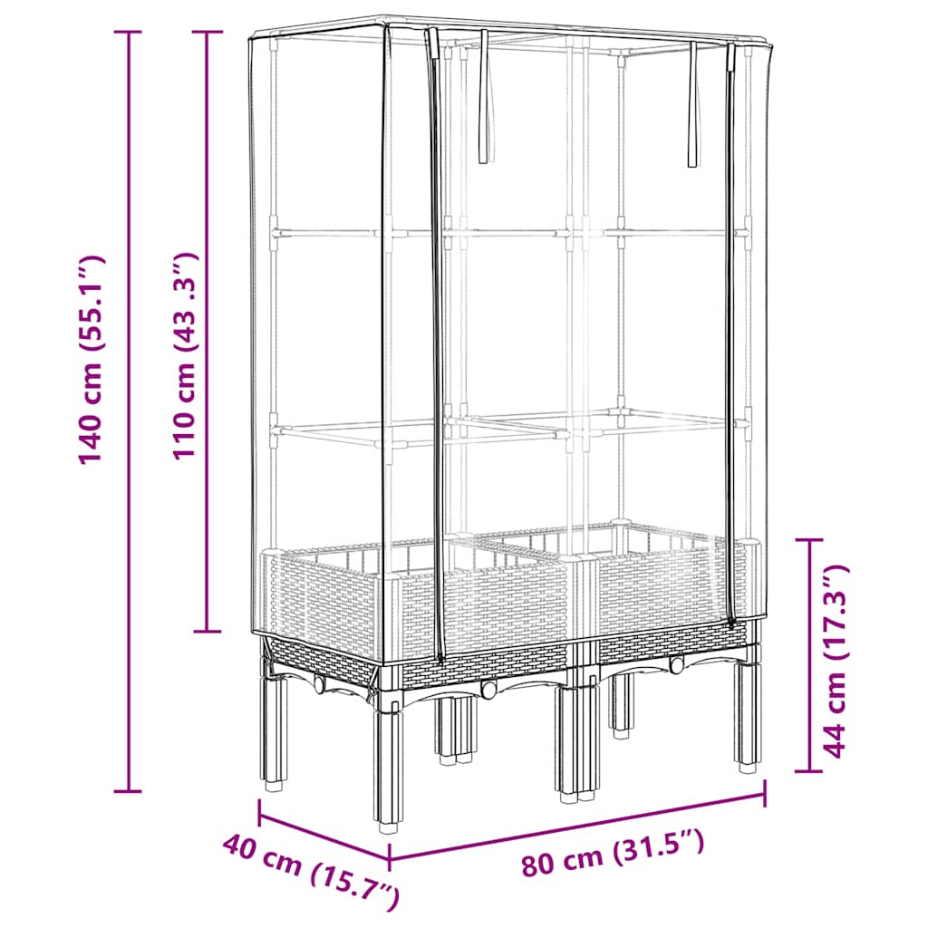 Plantenbak verhoogd met kashoes 80x40x140 cm rattanlook is nu te koop bij PeponiXL, paradijselijk wonen!