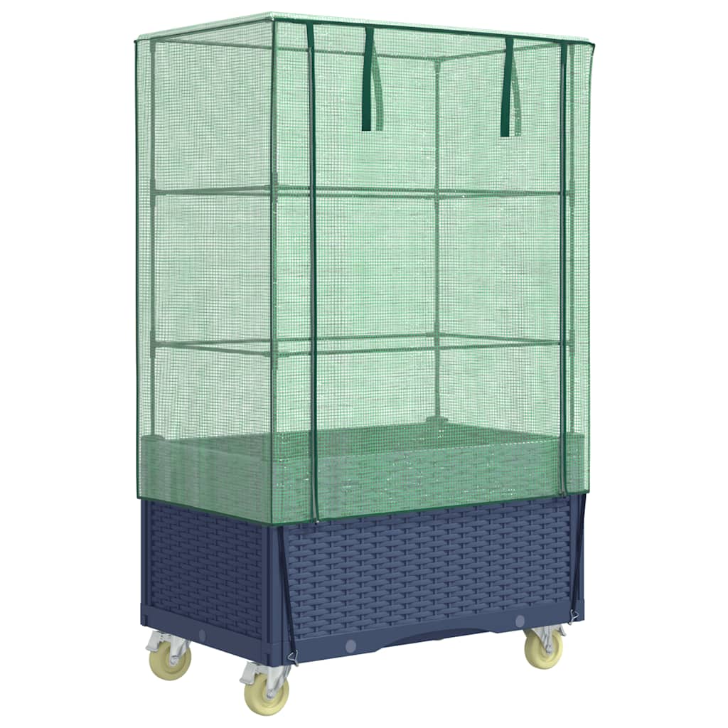 Plantenbak verhoogd met hoes en wielen 80x50x182 cm rattanlook is nu te koop bij PeponiXL, paradijselijk wonen!