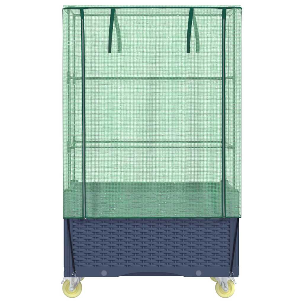 Plantenbak verhoogd met hoes en wielen 80x50x182 cm rattanlook is nu te koop bij PeponiXL, paradijselijk wonen!