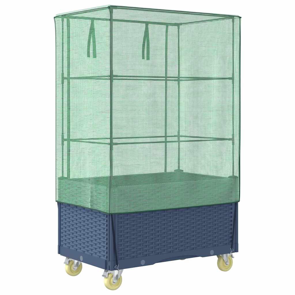Plantenbak verhoogd met hoes en wielen 80x50x182 cm rattanlook is nu te koop bij PeponiXL, paradijselijk wonen!