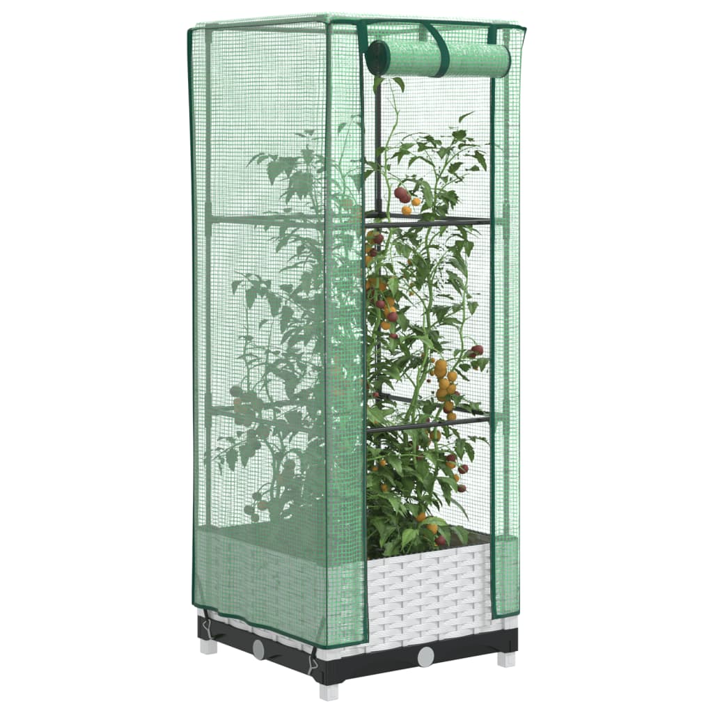 Plantenbak verhoogd met kashoes 40x40x123 cm rattanlook is nu te koop bij PeponiXL, paradijselijk wonen!