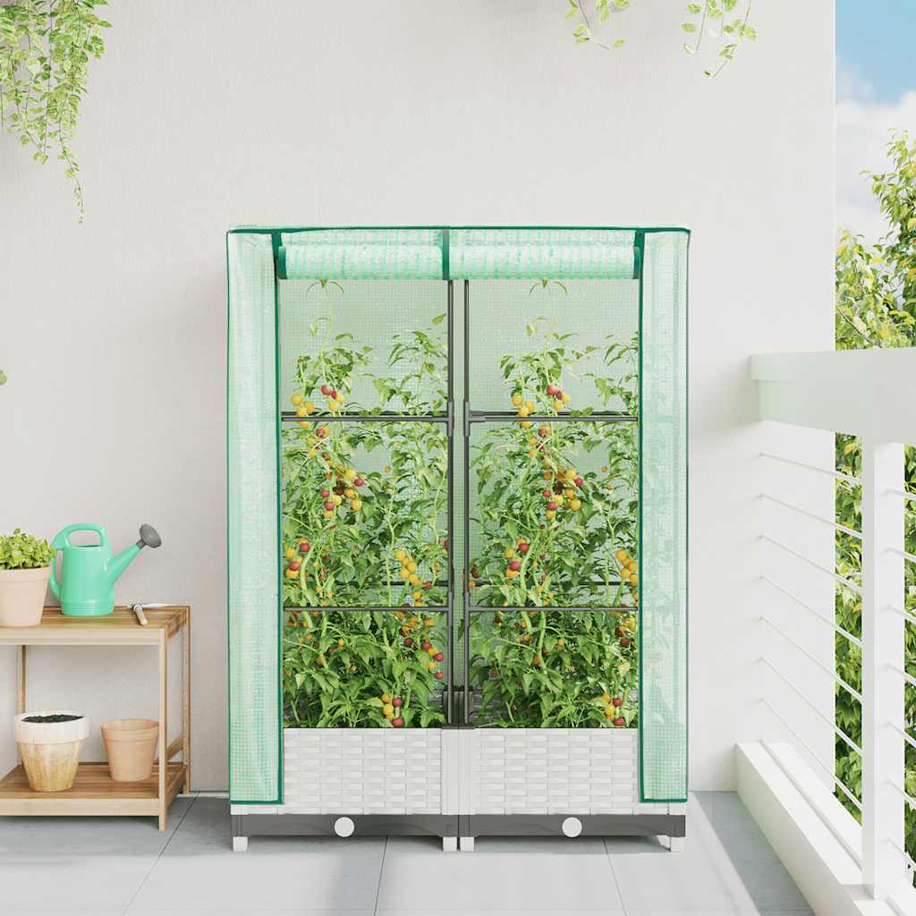 Plantenbak verhoogd met kashoes 80x40x123 cm rattanlook is nu te koop bij PeponiXL, paradijselijk wonen!