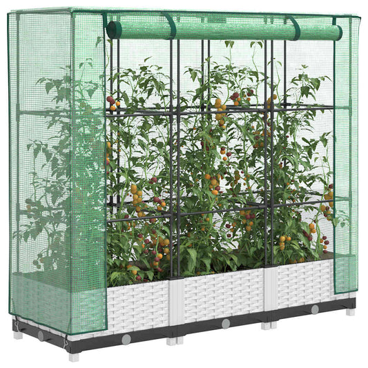 Plantenbak verhoogd met kashoes 120x40x123 cm rattanlook is nu te koop bij PeponiXL, paradijselijk wonen!