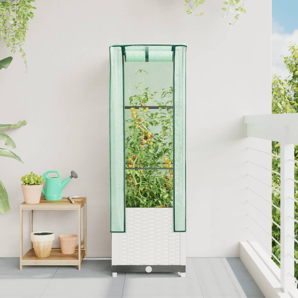 Plantenbak verhoogd met kashoes 40x40x139 cm rattanlook is nu te koop bij PeponiXL, paradijselijk wonen!