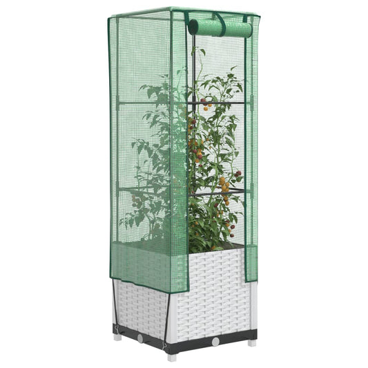 Plantenbak verhoogd met kashoes 40x40x139 cm rattanlook is nu te koop bij PeponiXL, paradijselijk wonen!