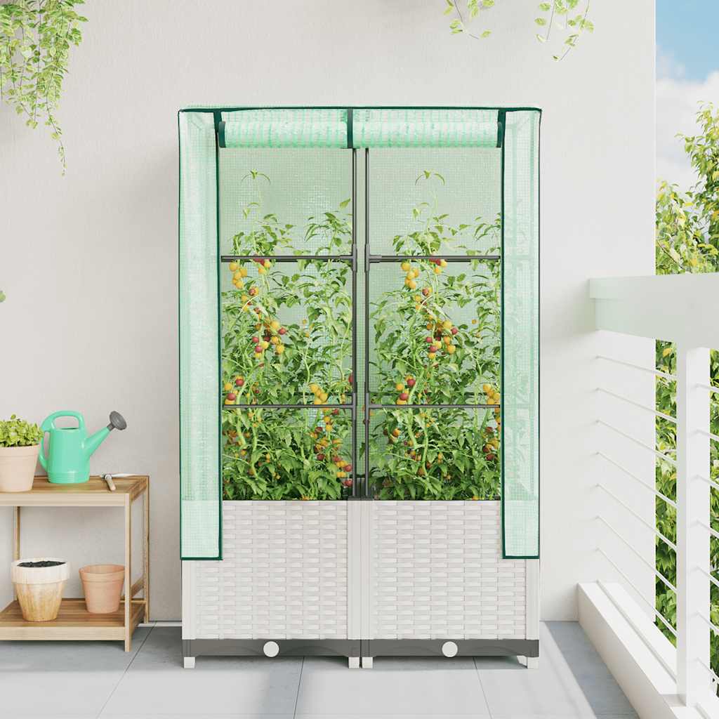 Plantenbak verhoogd met kashoes 80x40x138 cm rattanlook is nu te koop bij PeponiXL, paradijselijk wonen!