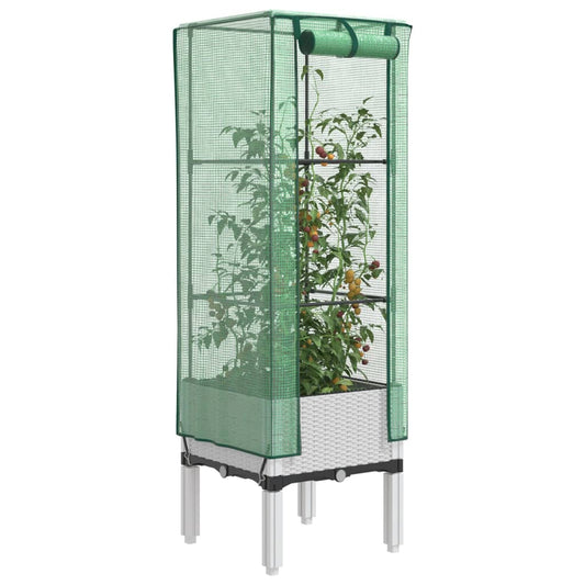 Plantenbak verhoogd met kashoes 40x40x140 cm rattanlook is nu te koop bij PeponiXL, paradijselijk wonen!
