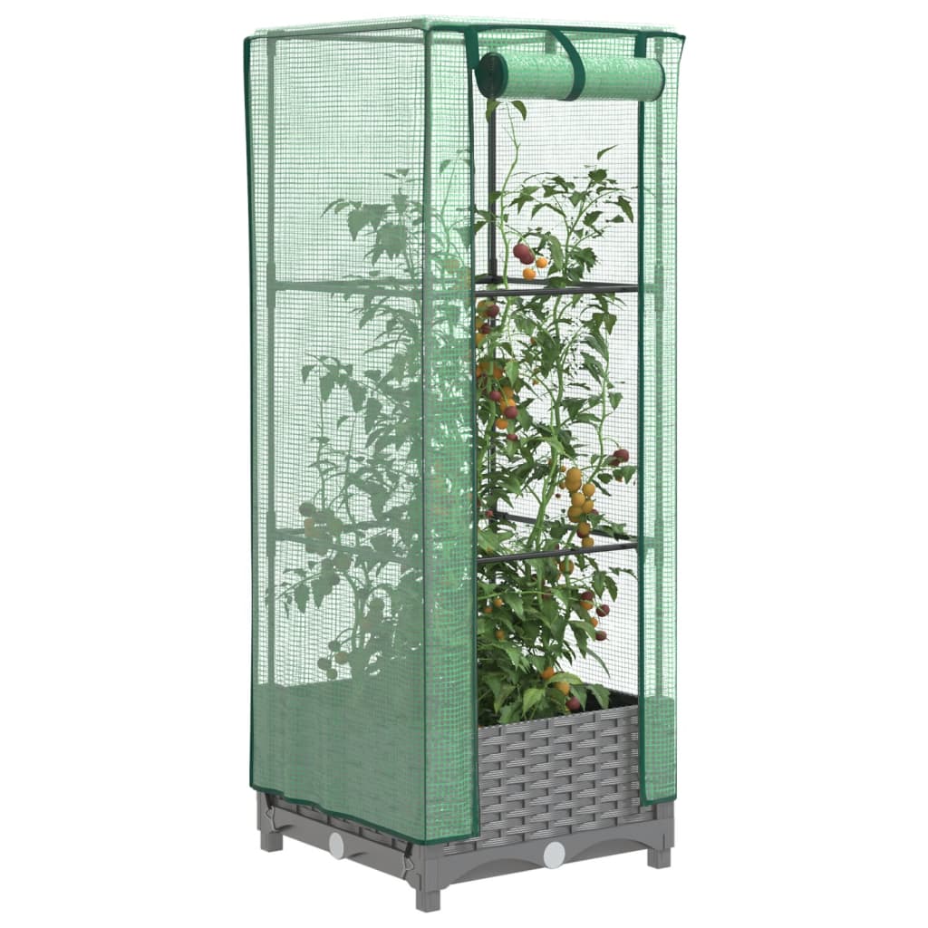 Plantenbak verhoogd met kashoes 40x40x123 cm rattanlook is nu te koop bij PeponiXL, paradijselijk wonen!