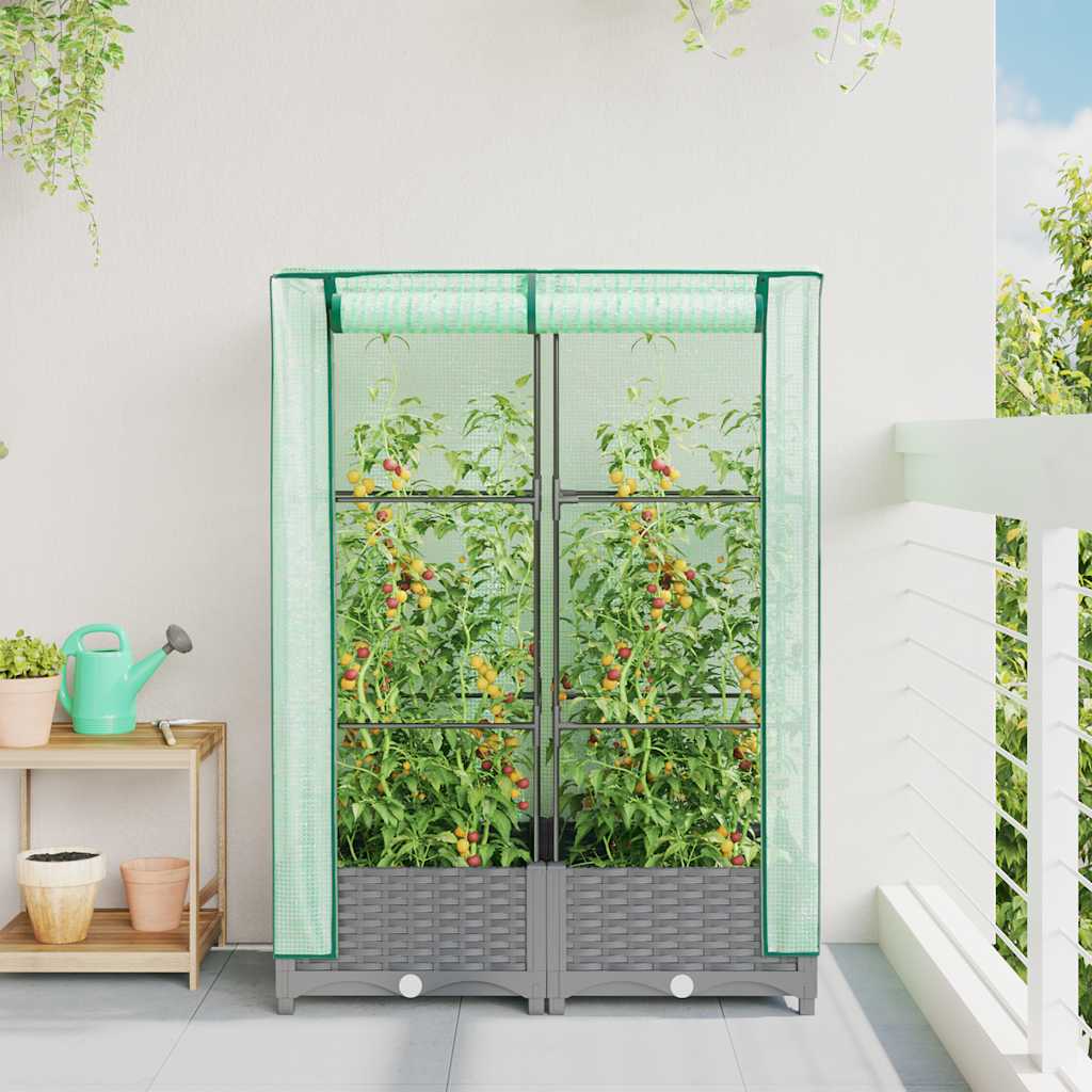 Plantenbak verhoogd met kashoes 80x40x123 cm rattanlook is nu te koop bij PeponiXL, paradijselijk wonen!