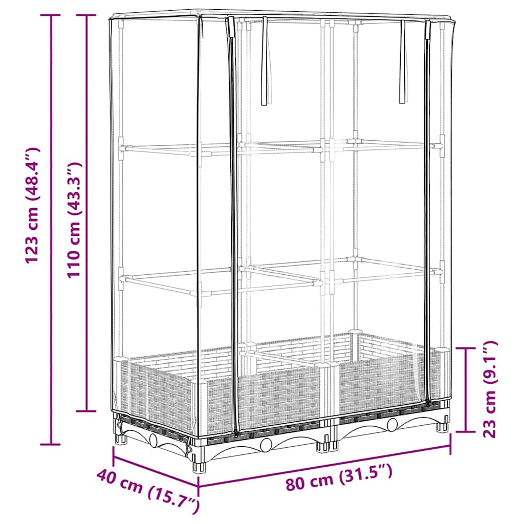 Plantenbak verhoogd met kashoes 80x40x123 cm rattanlook is nu te koop bij PeponiXL, paradijselijk wonen!