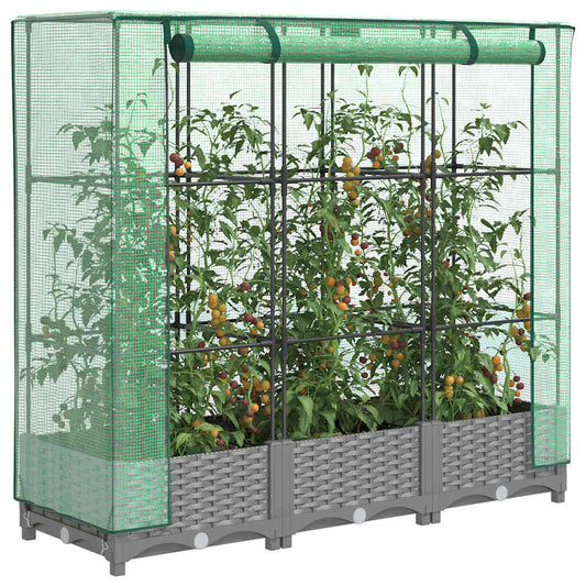 Plantenbak verhoogd met kashoes 120x40x123 cm rattanlook is nu te koop bij PeponiXL, paradijselijk wonen!
