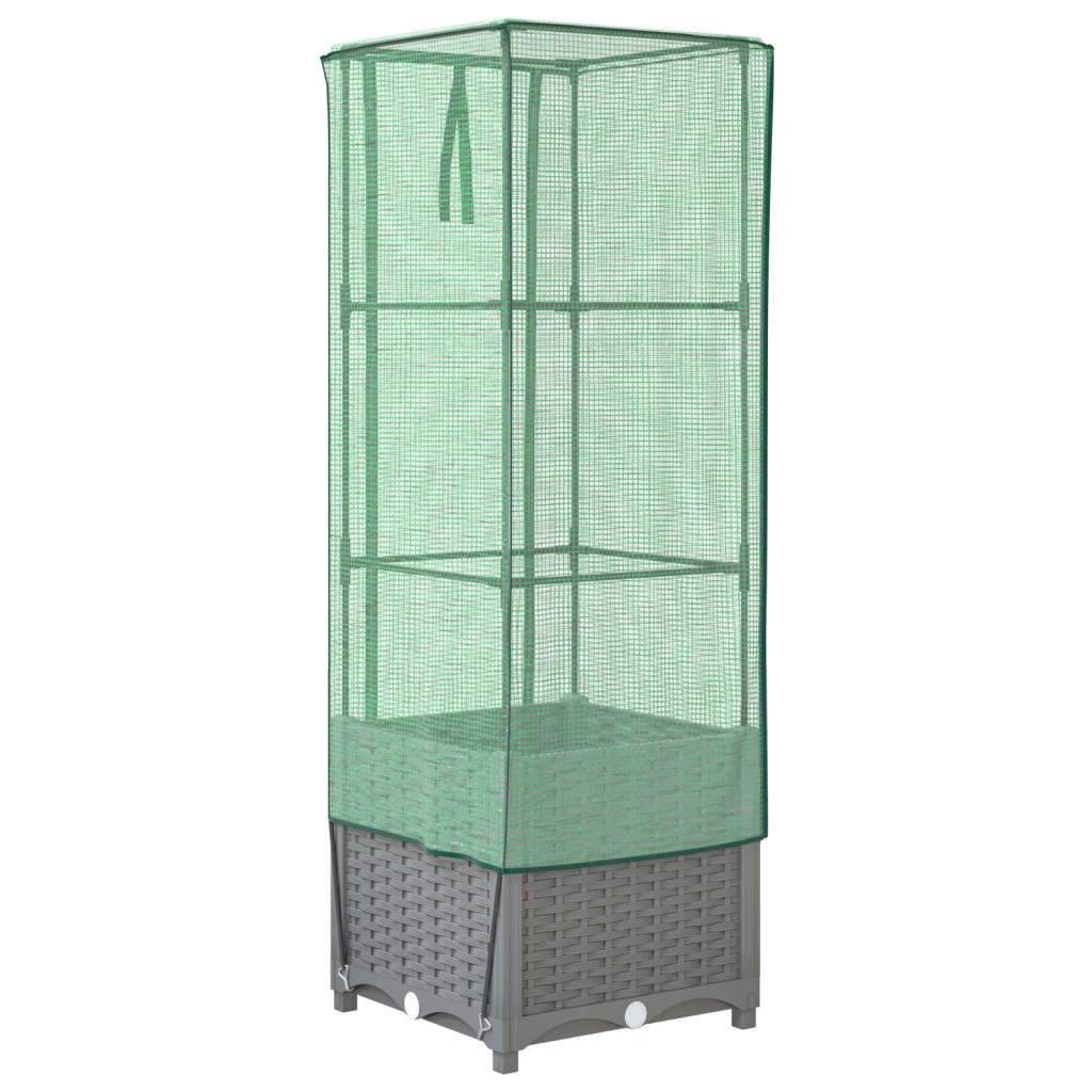 Plantenbak verhoogd met kashoes 40x40x139 cm rattanlook is nu te koop bij PeponiXL, paradijselijk wonen!
