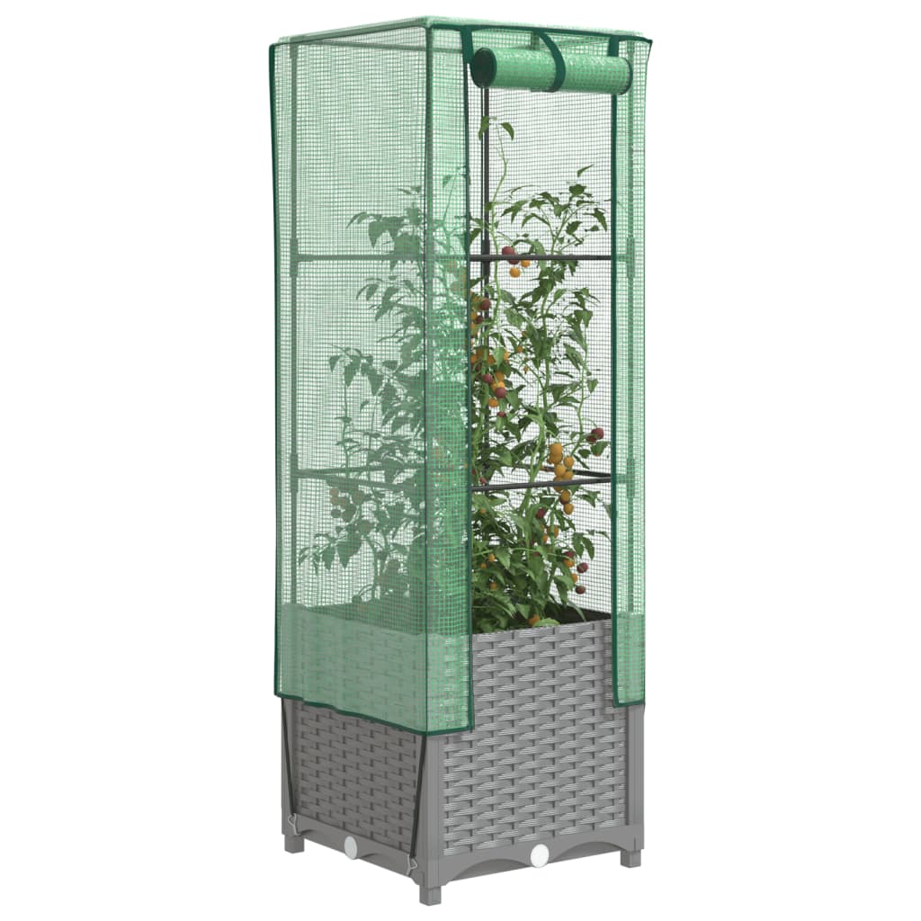 Plantenbak verhoogd met kashoes 40x40x139 cm rattanlook is nu te koop bij PeponiXL, paradijselijk wonen!