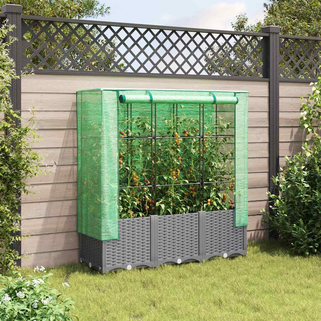 Plantenbak verhoogd met kashoes 120x40x138 cm rattanlook is nu te koop bij PeponiXL, paradijselijk wonen!