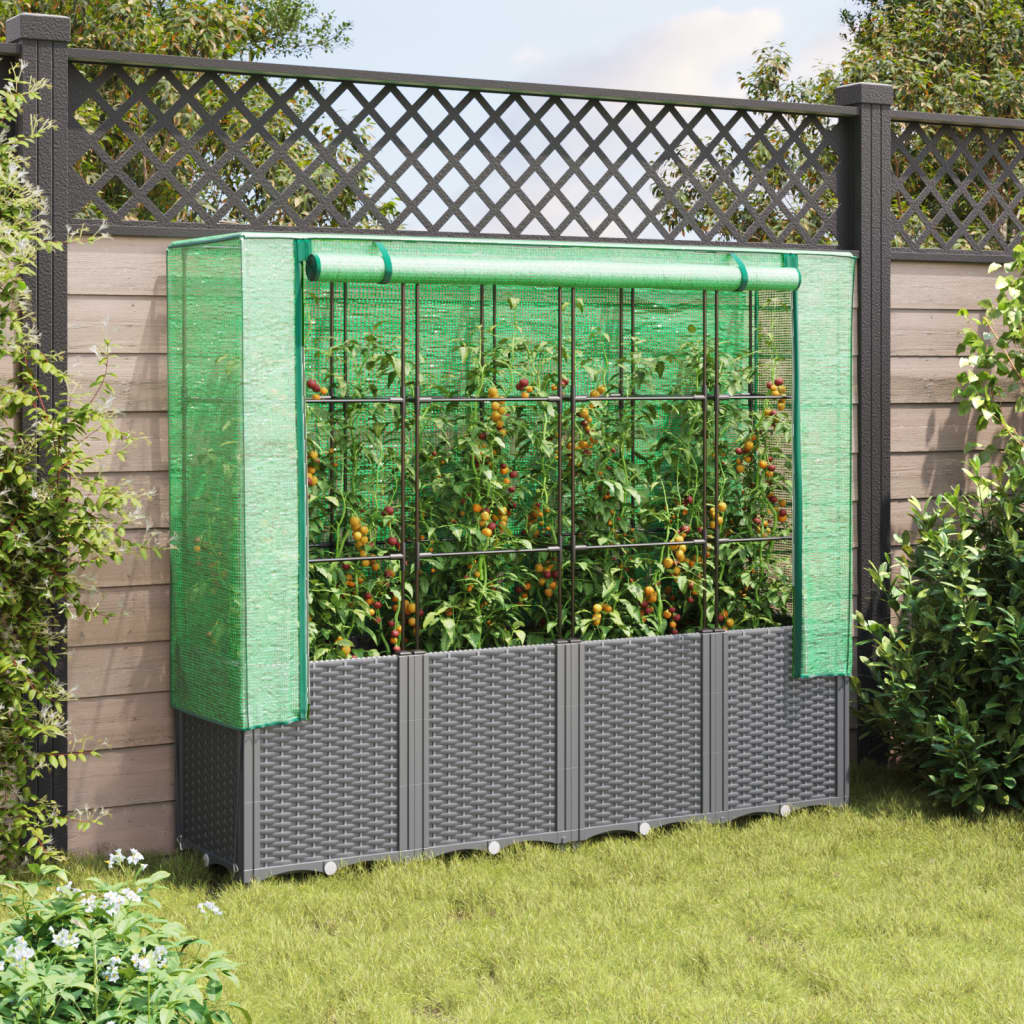 Plantenbak verhoogd met kashoes 160x40x153 cm rattanlook is nu te koop bij PeponiXL, paradijselijk wonen!
