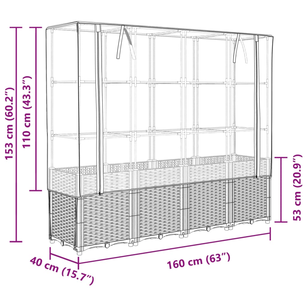 Plantenbak verhoogd met kashoes 160x40x153 cm rattanlook is nu te koop bij PeponiXL, paradijselijk wonen!