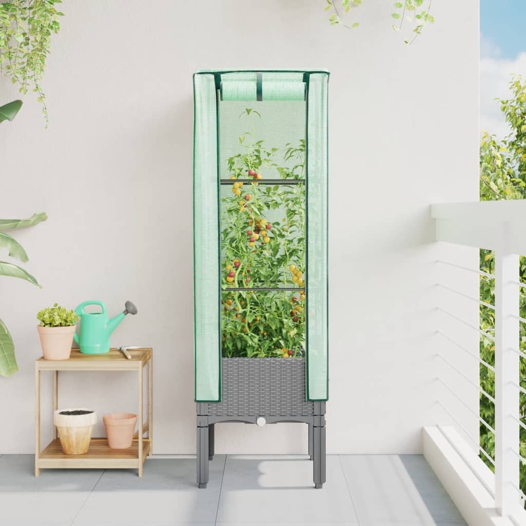 Plantenbak verhoogd met kashoes 40x40x140 cm rattanlook is nu te koop bij PeponiXL, paradijselijk wonen!