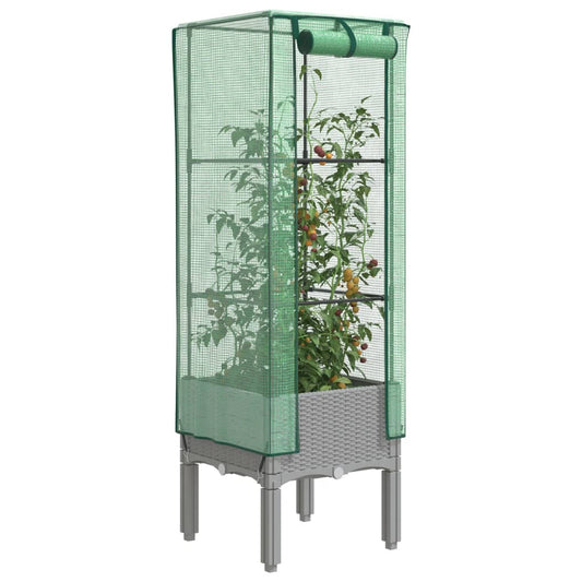 Plantenbak verhoogd met kashoes 40x40x140 cm rattanlook is nu te koop bij PeponiXL, paradijselijk wonen!