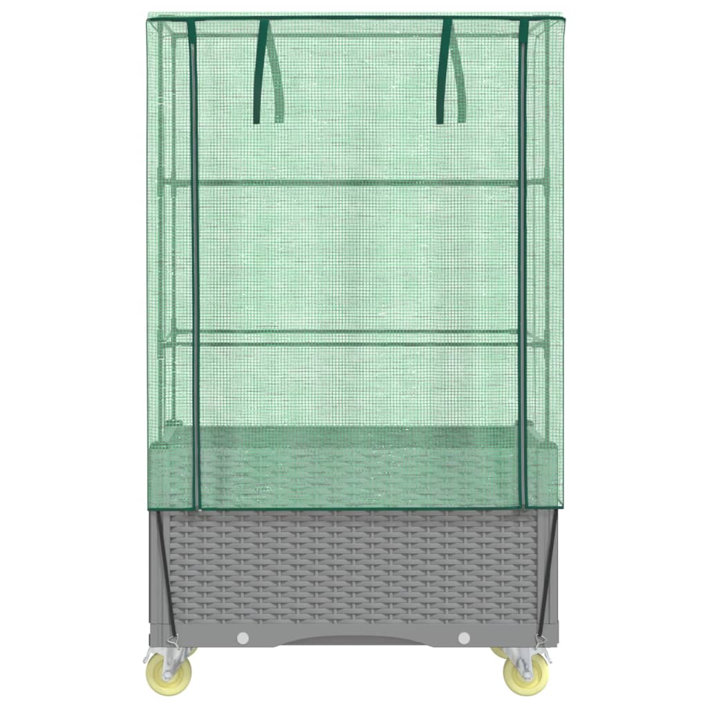 Plantenbak verhoogd met hoes en wielen 80x50x182 cm rattanlook is nu te koop bij PeponiXL, paradijselijk wonen!