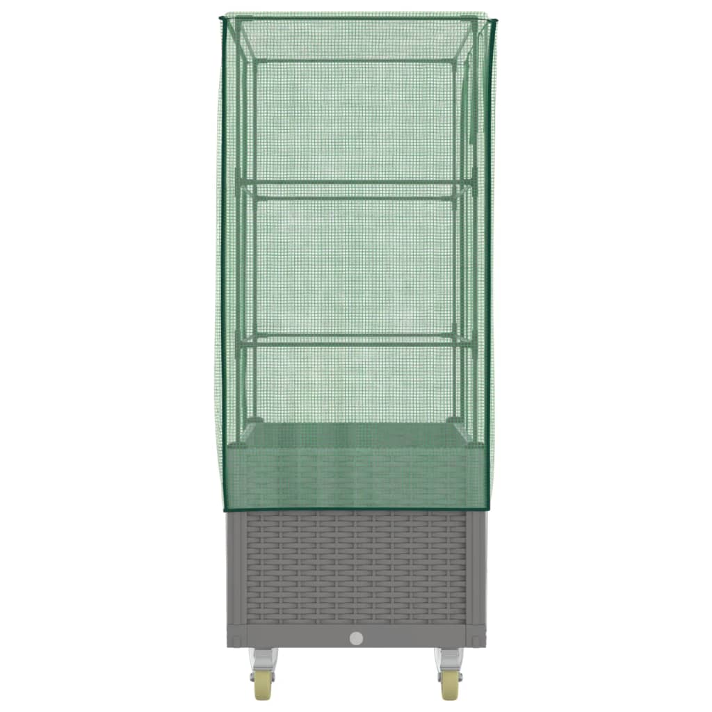 Plantenbak verhoogd met hoes en wielen 80x50x182 cm rattanlook is nu te koop bij PeponiXL, paradijselijk wonen!