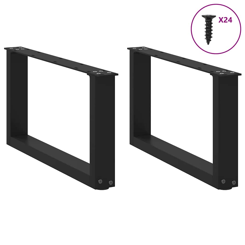 Salontafelpoten 2 st U-vormig 60x(30-31) cm staal zwart is nu te koop bij PeponiXL, paradijselijk wonen!