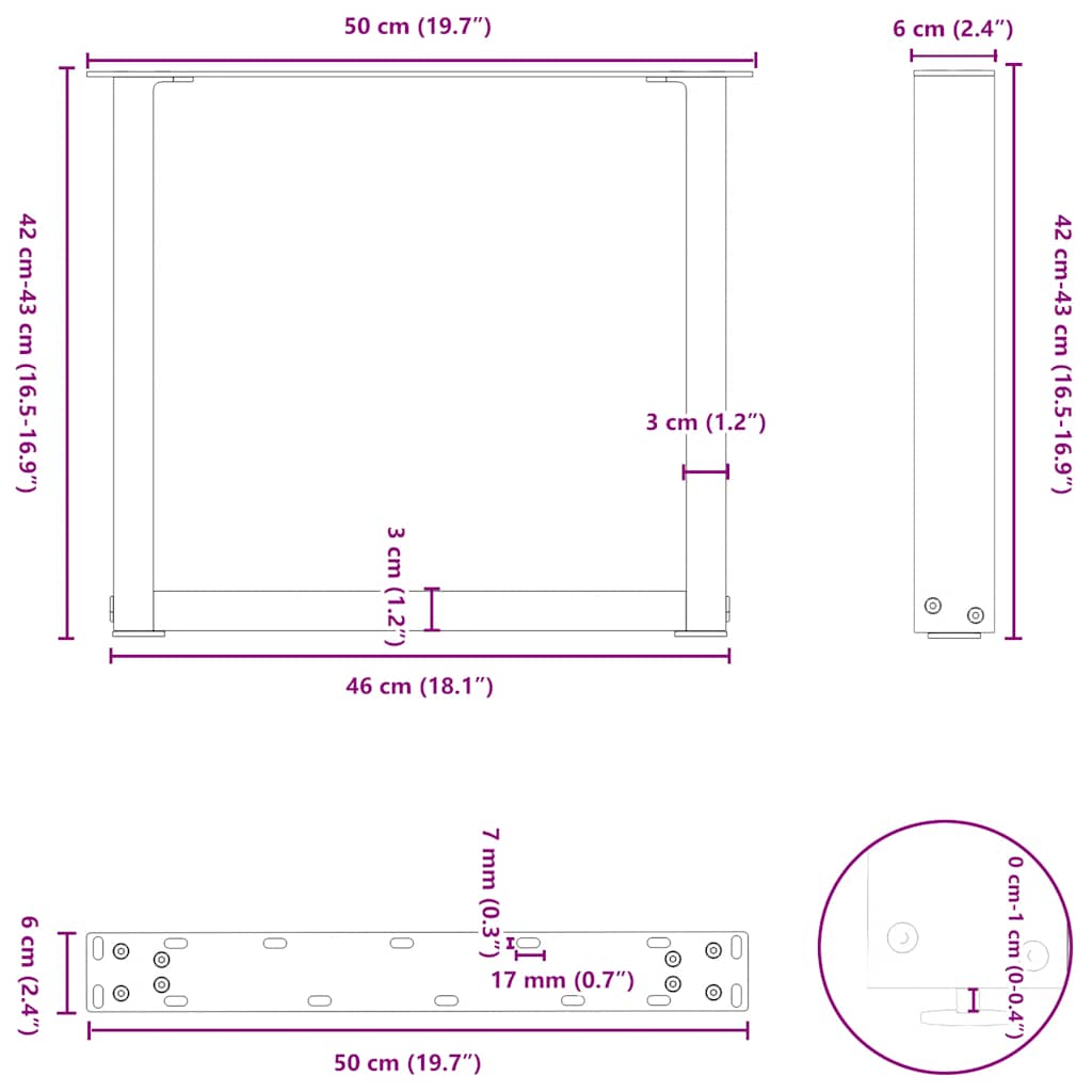 Salontafelpoten 2 st U-vormig 50x(42-43) cm staal antraciet is nu te koop bij PeponiXL, paradijselijk wonen!