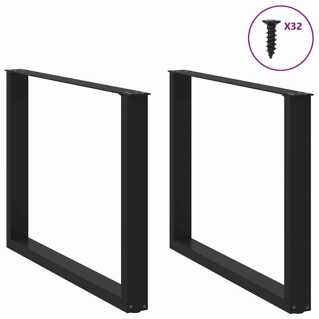 Eettafelpoten 2 st U-vormig 100x(72-73) cm staal zwart is nu te koop bij PeponiXL, paradijselijk wonen!