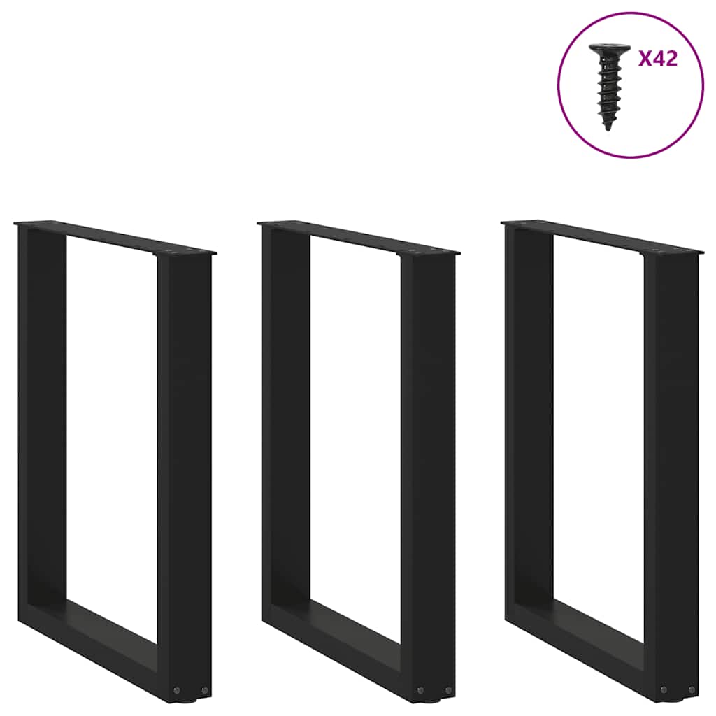 Eettafelpoten 3 st U-vormig 70x(72-73) cm staal zwart is nu te koop bij PeponiXL, paradijselijk wonen!
