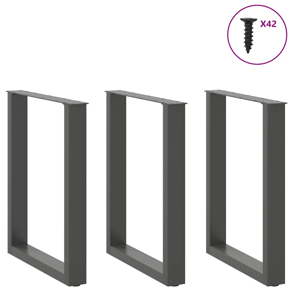 Eettafelpoten 3 st U-vormig 70x(72-73) cm staal antraciet is nu te koop bij PeponiXL, paradijselijk wonen!