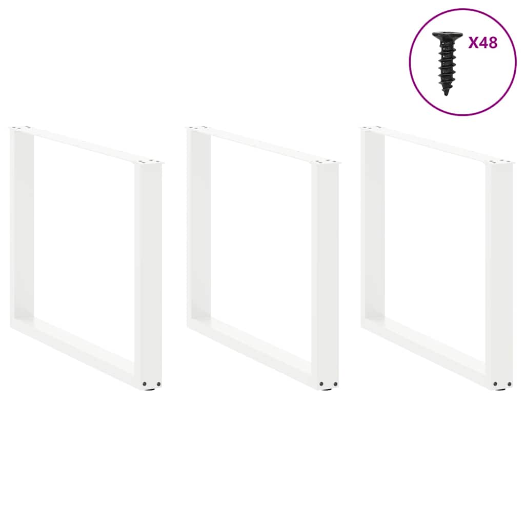 Eettafelpoten 3 st U-vormig 100x(72-73) cm staal wit is nu te koop bij PeponiXL, paradijselijk wonen!