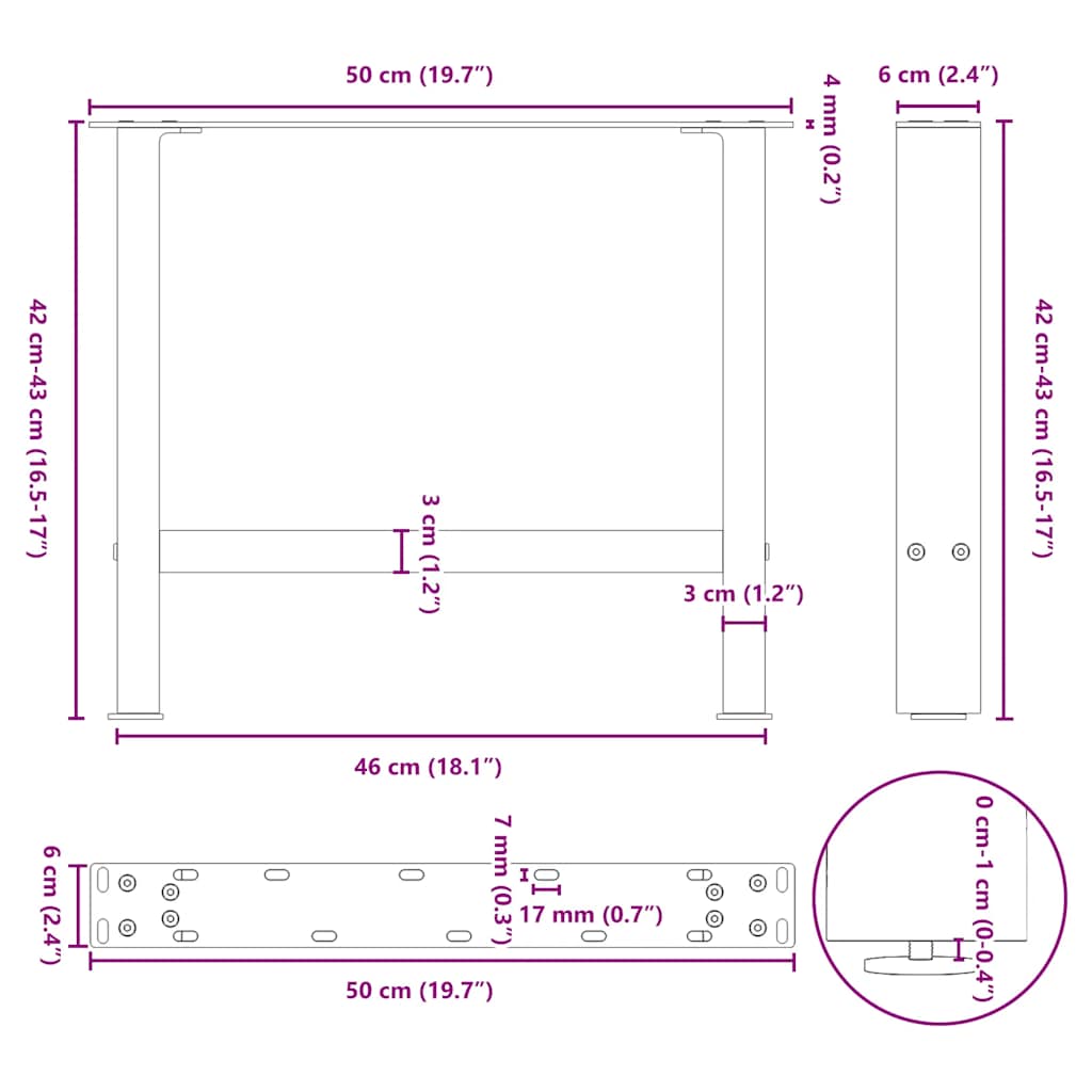 Salontafelpoten 2 st 50x(42-43) cm staal wit is nu te koop bij PeponiXL, paradijselijk wonen!
