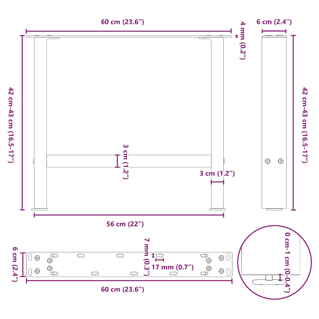 Salontafelpoten 2 st 60x(42-43) cm staal antraciet is nu te koop bij PeponiXL, paradijselijk wonen!