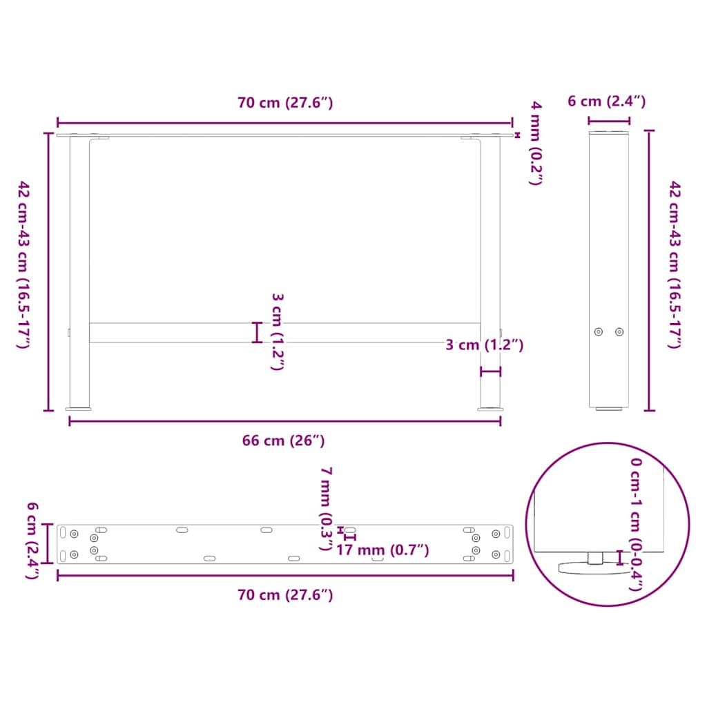Salontafelpoten 2 st 70x(42-43) cm staal wit is nu te koop bij PeponiXL, paradijselijk wonen!