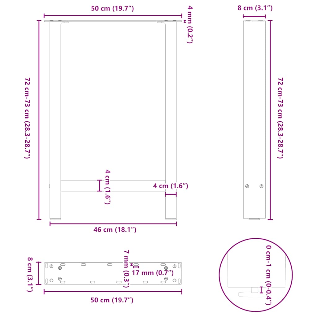 Eettafelpoten 2 st 50x(72-73) cm staal antraciet is nu te koop bij PeponiXL, paradijselijk wonen!