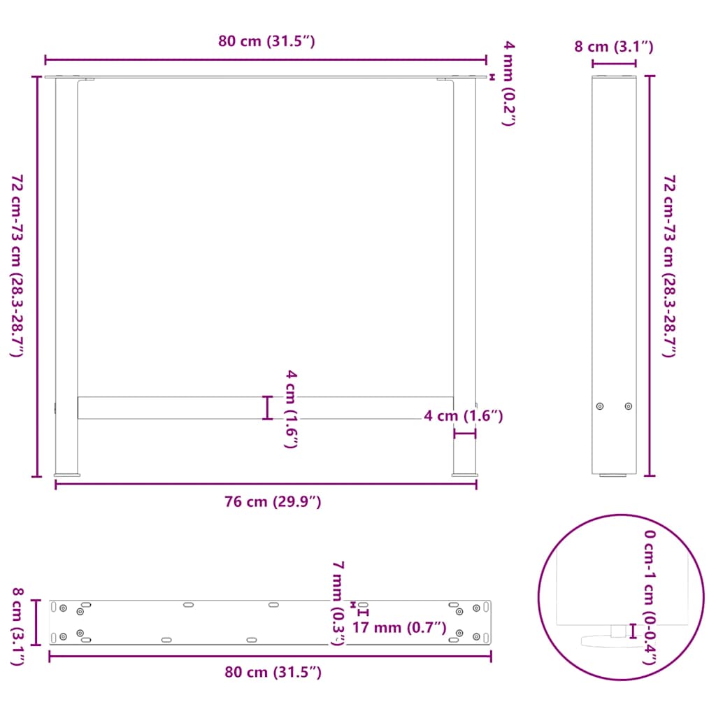 Eettafelpoten 2 st 80x(72-73) cm staal zwart is nu te koop bij PeponiXL, paradijselijk wonen!