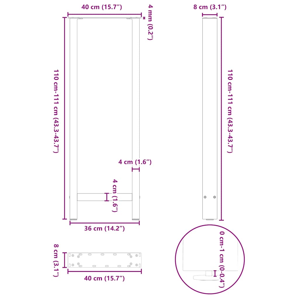 Bartafelpoten 2 st 40x(110-111) cm staal wit is nu te koop bij PeponiXL, paradijselijk wonen!
