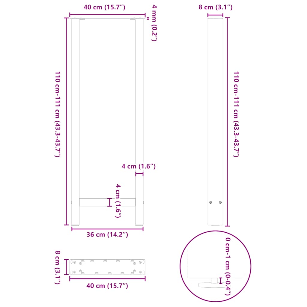 Bartafelpoten 2 st 40x(110-111) cm staal naturel is nu te koop bij PeponiXL, paradijselijk wonen!