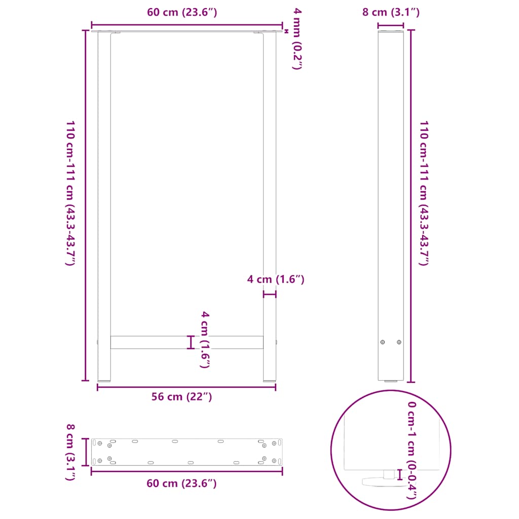 Bartafelpoten 2 st 60x(110-111) cm staal zwart is nu te koop bij PeponiXL, paradijselijk wonen!