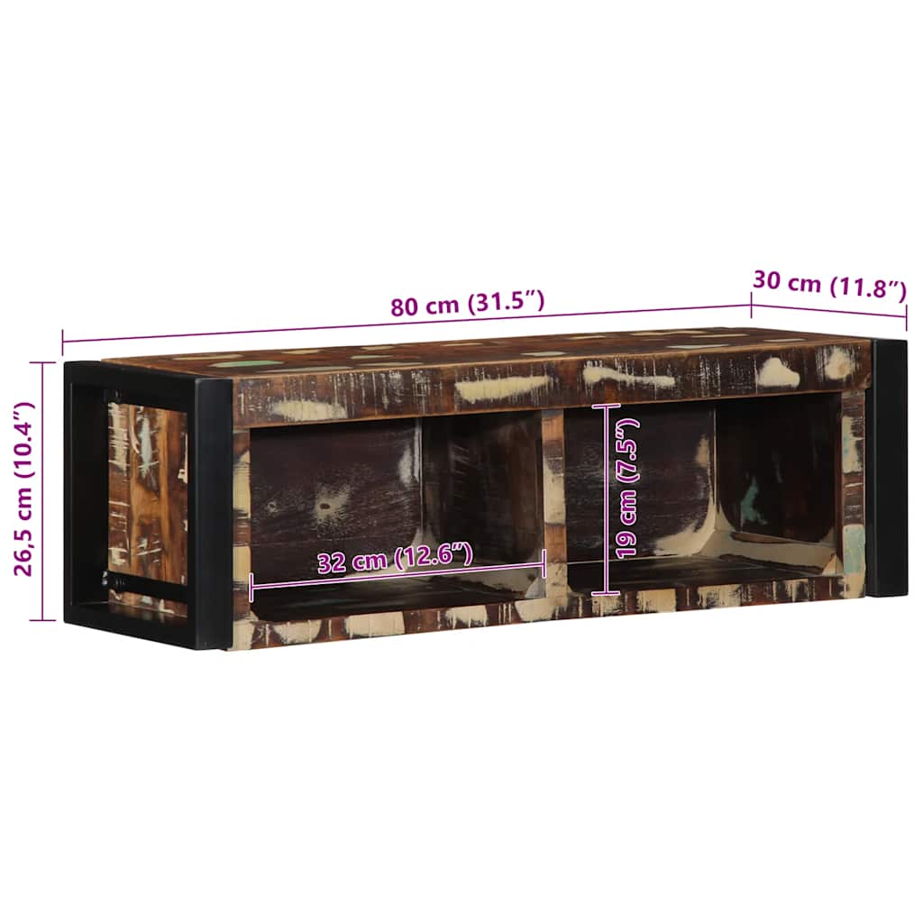 Tv-meubel 80x30x25 cm massief gerecycled hout meerkleurig is nu te koop bij PeponiXL, paradijselijk wonen!
