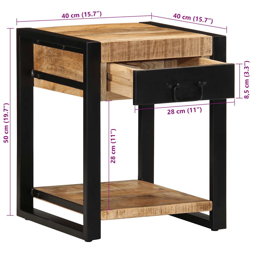 Bijzettafel 40x40x50 cm massief ruw mangohout is nu te koop bij PeponiXL, paradijselijk wonen!