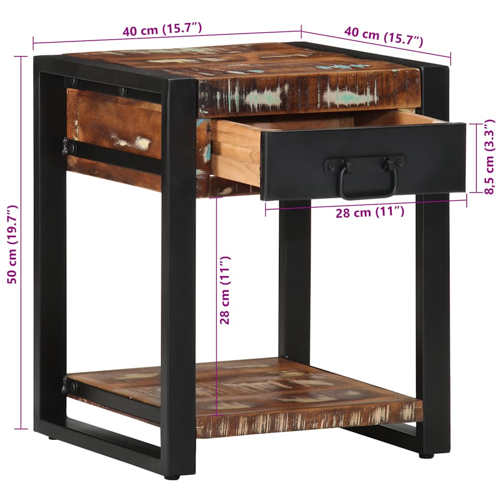 Bijzettafel 40x40x50 cm massief gerecycled hout meerkleurig is nu te koop bij PeponiXL, paradijselijk wonen!